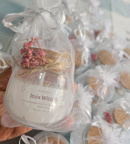 Velitas en envases de vidrio de 100 ml con tapa de corcho — Cera de parafina — vista principal
