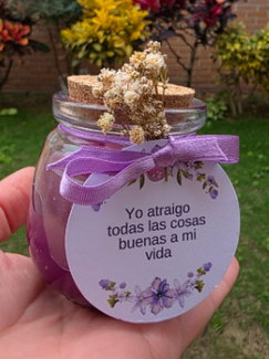 Velitas en envases de vidrio de 100 ml con tapa de corcho — Cera de parafina — detalle 2